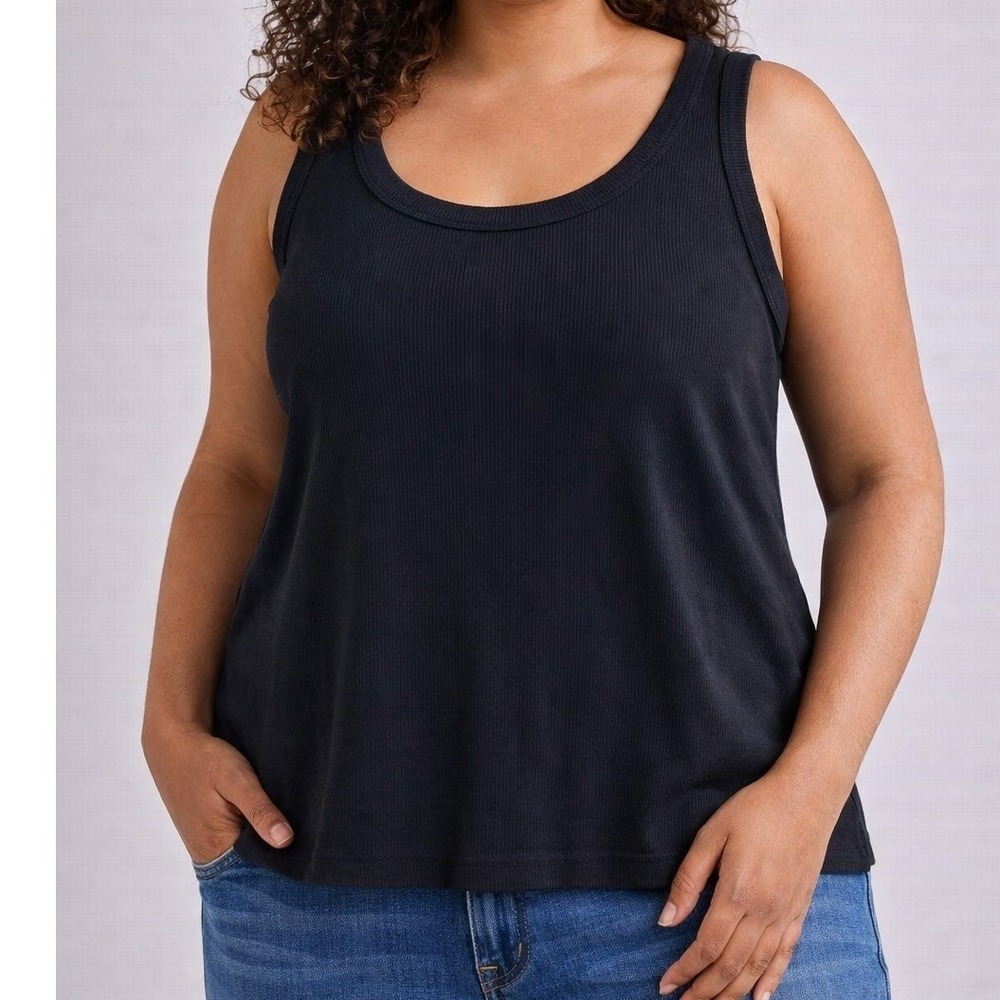 2 Pack Universal Thread Ribbed Tank Tops Black Womens 1X Sleeveless NWT